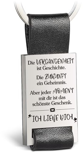 Goldziples Schlüsselanhänger mit Gravur aus Leder - Ich liebe dich Geschenk für Freundin&Freund - Idee Partner Geschenk Für meinen Schatz am Valentinstag Weihnachten (Schwarzes)