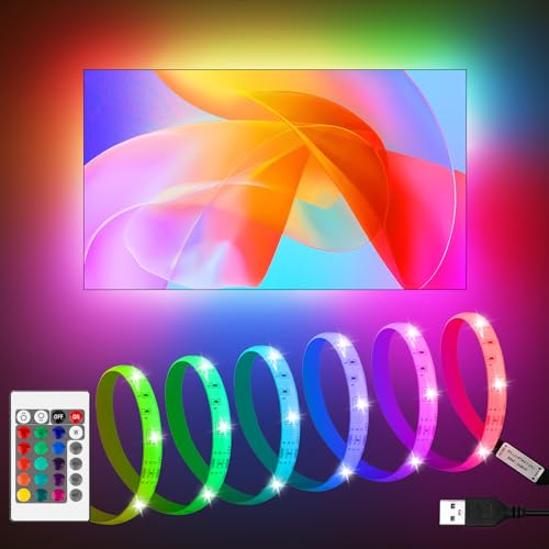 HOUHUI LED Strip 2m,RGB LED Streifen für 40-60 Zoll TV, LED Hintergrundbeleuchtung,Wasserdicht IP65,Farbwechselnde USB Streifen,LED Licht für TV, PC, Monitor, Spiegel, Schrank
