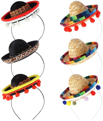 Suministros de fiestas para la fiesta de la cabeza del sombrero del sombrero del sombrero del sombrero, decoraciones de la fiesta de 6 piezas, sombrero de copa con aro de cabello, favores de fiestas