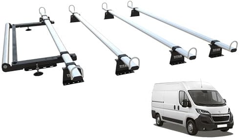 TITAN WorkReady Van Roof Rack 4 Bars - Compatible Fittings to fit a CITROEN RELAY Mk2 (2006-onward) - With Rear Roller kit