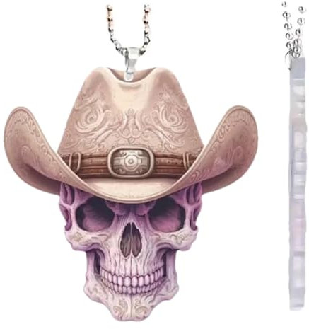 Paodduk Skelett-Auto-Ornament, Totenkopf-Anhänger für Auto, Zubehör für Rückspiegel, Cooles 2D-Acryl-Autoornament, hängendes Autozubehör für den Rückspiegel, lustiger Autoanhänger