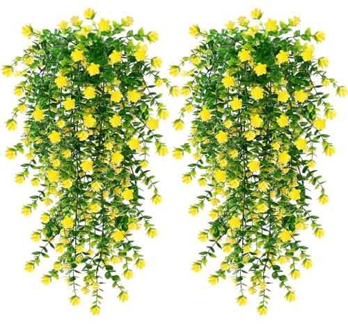 SOMYTING Artificial Flowers Faux Flowers Arrangements Artificial Hydrangea Roses Fake Flowers Bouquet for Home Kitchen Garden Party Decor (Yellow)