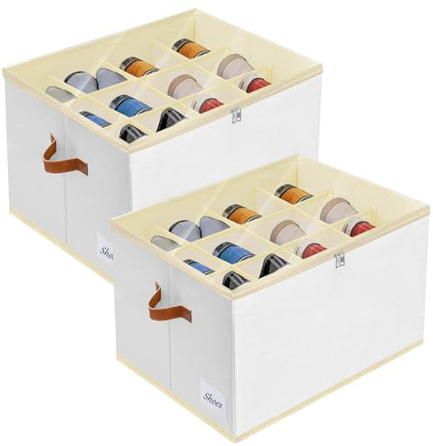 Schuhorganizer Schuhschrank - 24-Zellen Schuhboxen Stapelbar Schuhregal Platzsparend für Schrank - 2 Stück