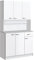 HOMCOM Buffet de Cuisine Armoire de Cuisine contemporaine Multi-rangements 6 Portes 1 tiroir + Grand Plateau dim. 101L x 39l x 180H cm en Bois Blanc Gris