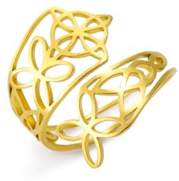 Dreamtimes Witch Knot Ring für Frauen Hexen Knoten Open Ring Hexen Knoten Schmuck irischen Schmuck irischen Wiccan Edelstahl einstellbar Daumen Open Ring (Gold)