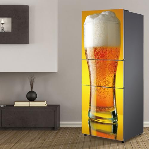 Beer Cool Summer Fridge Wraps Kitchen Fridge Stickers Cover Full Doors - Fridge Sticker Full Covering Door Fridge Covers Skins Wall Stickers for Kitchen Decal, Seduced Bubbling