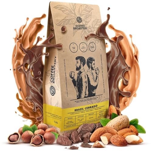 Coffee Broastery Coffee en Grains Brazil Cerrado Premium 1kg 1000g | Café de Spécialité Brésilien | Brésil | Fraîchement Torréfié | Torréfacteur de Café Kraft