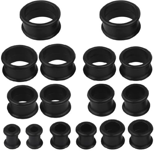 mkemka 16 Pieces Silicone Flesh Tunnels Ear Stretchers Plugs Stretching Kit Soft Silicone Ear Tunnels Earrings Silicone Flesh Tunnels Ear Black Edges Stretcher Ear Tunnel Gauge Plugs for Men Women