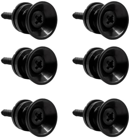 6 Stück Gitarrengurt Knöpfe,Metall Gitarrengurt Knöpfe mit Befestigungsschrauben und Abstandshalter,Schwarz Gitarrenhalter,Gitarre Kleine Gurtschnalle,Gitarren-Zubehör,für Gitarre
