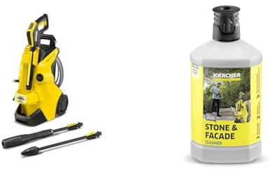 Bundle of Kärcher K 4 Power Control Flex Pressure Washer, Pressure: max. 130 bar, Flow Rate: 420 l/h, Area Coverage: 30 m²/h, Water Filter + Kärcher 62957650 3-in-1 Stone Plug and Clean, Black, 1L
