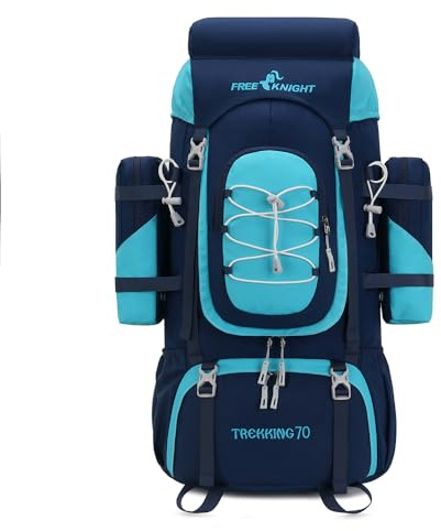 Bseash 70L (65+5) Wasserdichter Wanderrucksack mit Regenschutz, Outdoor-Sport, Reisen, Tagesrucksack für Klettern, Touren (Marineblau)