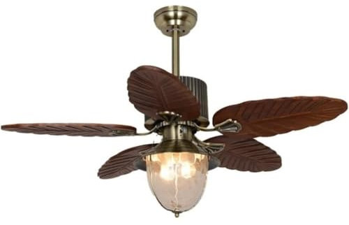 Ventilatori Soffitto Luci Ventilatore Da Soffitto Retrò Con Incisione In Legno Massello, Ventilatore Da Soffitto Con Motore Reversibile Silenzioso E Lampadario Leggero Plafoniera Con Ventilatore(52 in