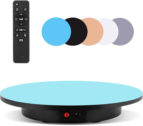 ByBoDi Rotating Platform Photography Turntable,23.6In Remote Large Motorized Electric Turntable,Control +5 Colors Backgrounds,for Photography,3D Scanner,Heavy duty display 42CM-Black