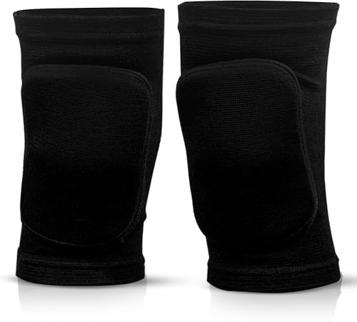 Generico Ginocchiere Pallavolo Nere Unisex Protezione Antiurto 22cm – Ginocchiera Sportiva Elastica e Traspirante 39-44cm Knee Brace Fascia Ginocchio per Sport Indoor