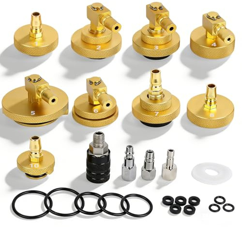 10tlg Bremsenentlüftungsadapter Leckageverhinderung 9 Adapter + 1 Schnellkupplung + 3 Umwandlungsadapter，Bremsflüssigkeitsbehälter Adapter Korrosionsfest Kompatibel mit Bremsflüssigkeitswechselgerät