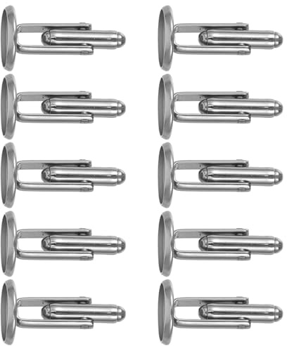 SUPVOX 10 Stück Edelstahl Manschettenknopf Rohlinge Rund 12mm Selbstgemacht Manschettenknöpfe Herren Basis für Trauzeugen Langlebige Manschettenknopf Basis zum Selbermachen