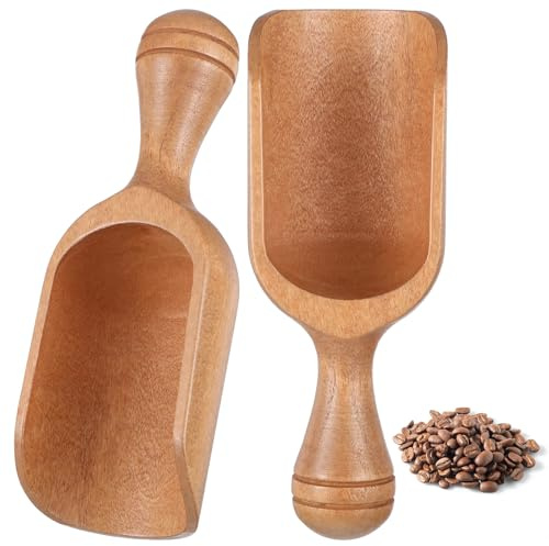 Wooden Scoops for Canisters: 2PCS Acacia Wooden Scoops for Jars, Wood Coffee Scoop, Wood Measuring Spoons for Kitchen and Laundry