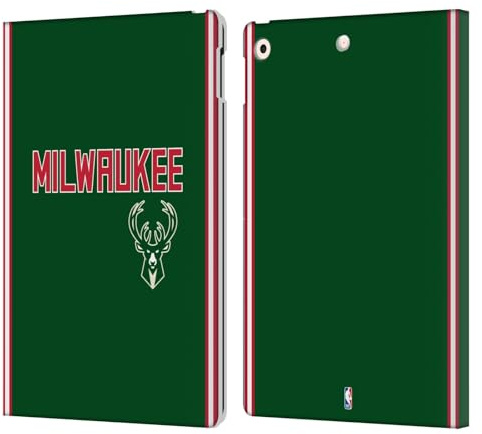 Head Case Designs Offizielle NBA Retro-Design Milwaukee Bucks Logo Leder-Wallet-Hülle Kompatibel mit Apple iPad 10.2 2019/2020/2021