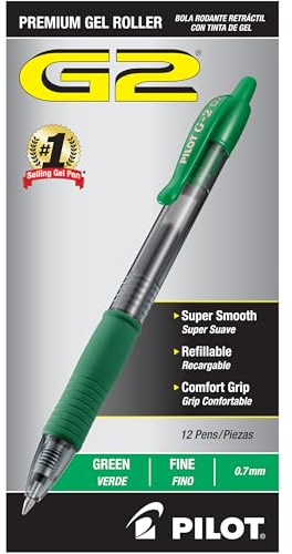 Pilot G2 Retractable Premium Gel Tinte Roller Ball Stifte Feine Spitze, 12er-Karton grün