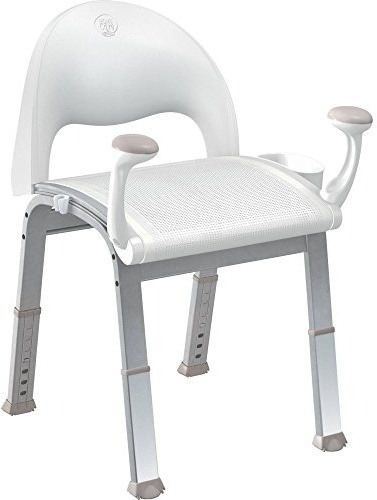 Moen DN7100 Home Care Premium Adjustable Bath Safety Shower Chair with Back and Arm Rests, Glacier
