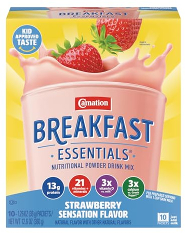 Carnation Breakfast Essentials Complete Nutritional Drink Strawberry 1.26 oz. Packet 60 Ct