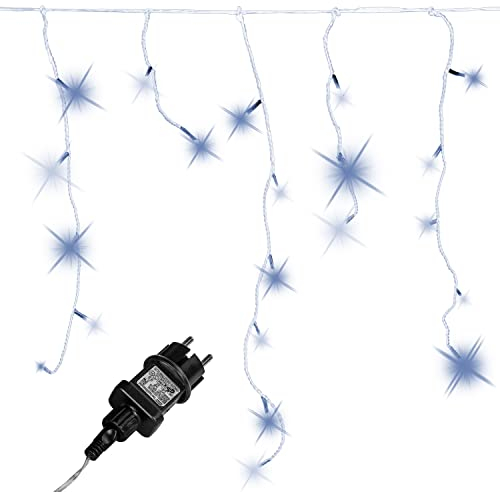 VOLTRONIC Eisregen Lichterkette, innen und außen, IP44, Größen- und Farbwahl, 200 LEDs, kaltweiß