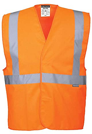 Portwest C472 Weste Polyester Leicht Reflektierend Latzhose Klettverschluss | Orange, 2XL/3XL, EN ISO 20471 Klasse 2, Klassische Passform, Großzügige Passform, Warnschutz
