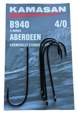 Aberdeen Long Shank B940 4/0 Hooks (Pack of 5)