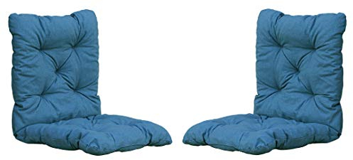 Ambientehome Sitzkissen Auflage Sitzpolster, 98 x 50 x 8 cm, 2er Set, blau/grau, 65 Prozent Baumwolle, 35 Prozent Polycotton
