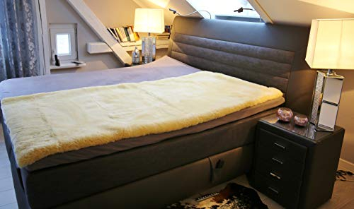 Hollert German Leather Fashion Lammfell - UNTERBETT MEDIZINISCH Bett Fell Bettauflage Matratzenauflage Reha Kinderbett Größe 180 x 90