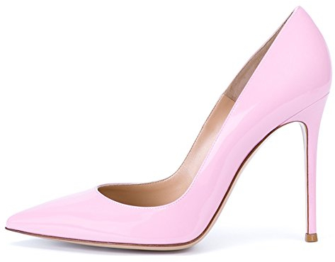 EDEFS Spitze Damen Pumps Bequeme Lack Stilettos Elegante High Heels Pink Größe EU39