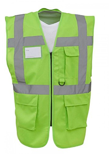 Expert Workwear Coloured Hi Vis Executive Vest High Viz Vests Zip with Pockets - 18 Colours (XL, Lime)