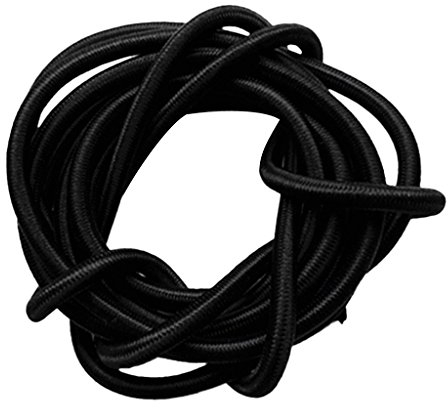 6mm Black Elastic Round Rubber Bungee Rope Shock Cord Tie Down Boat Caravan Cover Trailer Strap UV Stable 1/2/3/5/10/20/30/50 Meters - Black, 5m