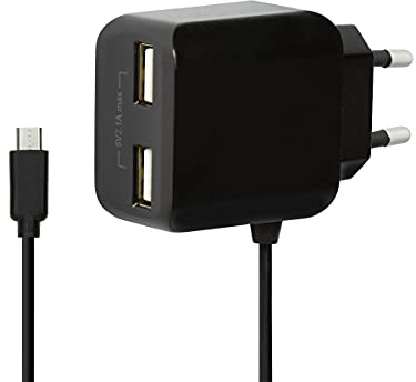 LogiLink PA0157 USB Steckdosenadapter mit Micro-USB-Kabel, 2x USB-Port, 10.5W