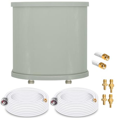 Boostcell W40. Antena Router Router Externa 4G -5G Direccional Dos Cables de Baja Pérdida de 10 Metros Conectores N- SMA con Adaptadores TS9 / CRC9 / RP-SMA. 690-3500 MHz