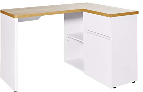 CU-LIBRE 125 E Eckschreibtisch, 90 x 117 x 76 cm, Weiß/Eichen