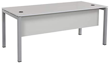 furni24 Schreibtisch Tetra fürs Arbeitszimmer und Home Office - Großer laminierter Computertisch aus Holz, einfache Montage (160 x 80 x 75 cm, Grau)