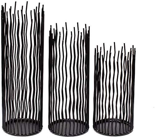 Kerzenhalter Set von 3 Black Metal Eisen Pillar Kerzenhalter Moderne Innen- und Outdoor Kerzenhalter für Tisch Mittelstück Kamin Mantel Dekoration, Haus, Party, Hochzeit, Events Dekor