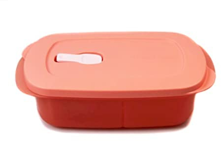 Tupperware Microondas CrystalWave de 1 L, salmón con separador MicroCrystal Wave Plus Fix
