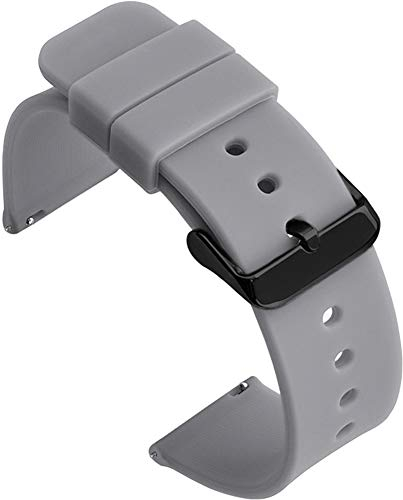 Shieranlee 18MM Silikon Uhrenarmband mit Edelstahl Silberne Schnalle für Fossil Q, Michael Kors Runway, Ticwatch C2 Rose Gold; Withings/Nokia Activité Pop, Steel, Steel HR 36mm