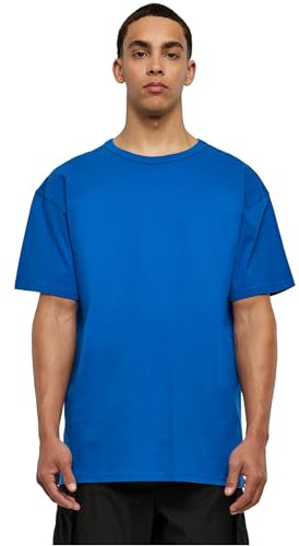 URBAN CLASSICS Men's Oversized Tee Shirt, Long Oversized T-Shirt with Round Neckline & Dropped Shoulders, Men's Basic Plain T-Shirt, 100% Cotton Tall Tee, Colour: sporty blue, Size: XX-Large
