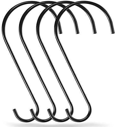 Dreecy Baumzweighaken, 30,5 cm, 6 Gauge, rostfreie Edelstahl-Haken, Vogelfutterhaken, Gartenhaken, große S-Haken zum Aufhängen von Vogelfutterspendern, Körben, Laternen und Fahrrädern (schwarz), 4