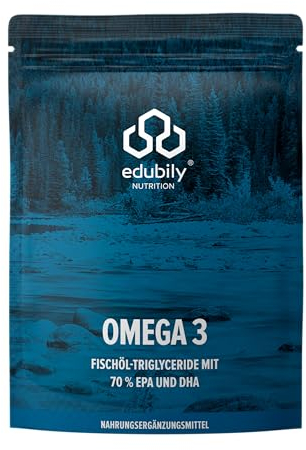 edubily nutrition® Omega-3 Fischölkapseln • 70% Omega 3-Gehalt • EPA DHA Kapseln in pharmazeutischer Qualität aus nachhaltigem Wildfang • Kleine Kapseln • 300 Kapseln