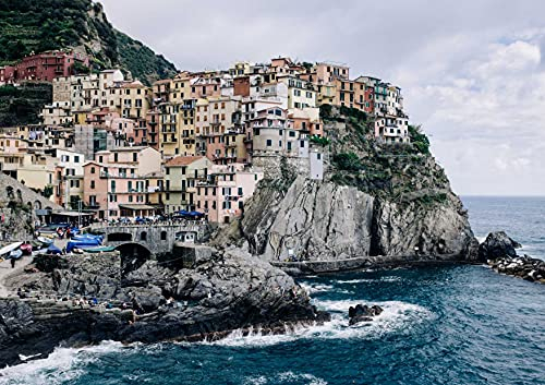 hansepuzzle 95296 - Cinque Terre Puzzle 130 Teile - Orte Motiv mit hochwertiger Aufbewahrung: Kartonbox und wiederverschließbarem Beutel - Format 28,7 × 20 cm