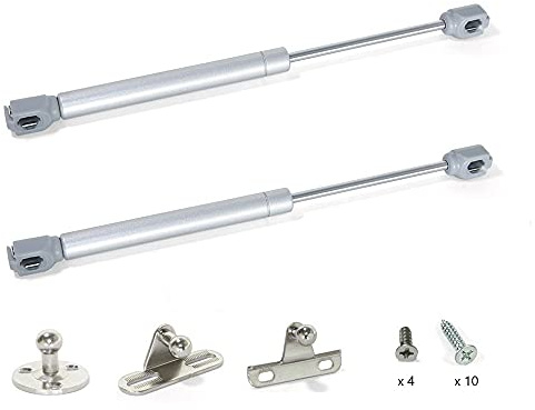 Gedotec Gasdruckfeder Klappenbeschlag Klappenfeder Küchen-Schrank für Möbel-Klappen | BETTI | Gasdruckdämpfer 80 Nm | Länge 268 mm | 2 Kompressionsfedern stark - Komplett-Set mit Befestigungsmaterial