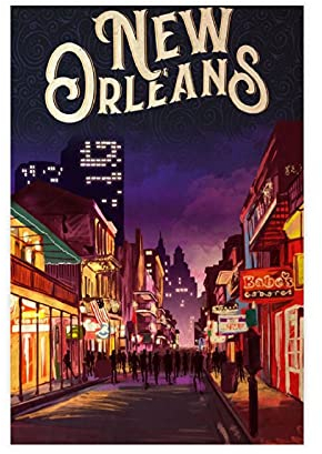 Vintage-Weltreise-Poster New Orleans City auf Leinwand, Wandkunst, Deko, Bild, Gemälde für Wohnzimmer, Schlafzimmer, Dekoration, ungerahmt: 30 x 45 cm