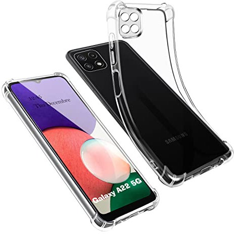 AURSTORE Coque pour Samsung Galaxy A22 5G, Coque Samsung A22 5G, Housse Etui en Transparent Silicone TPU Souple [Bumper avec Coins Renforcé], Protection Antichoc Claire Compatible
