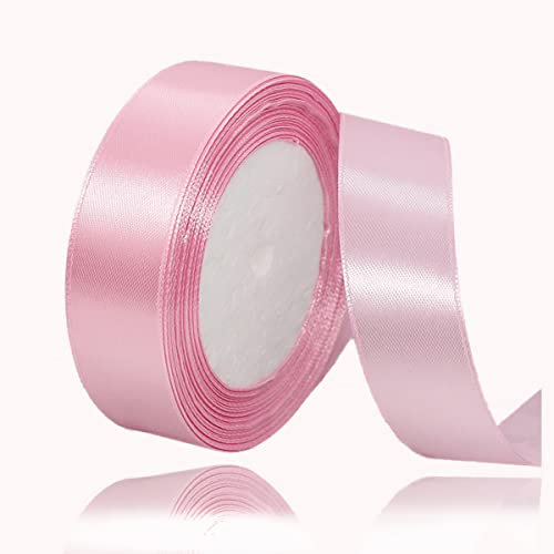 Nastri Rosa 25mm, 23 metri Nastro di Raso Rosa per l'imballaggio di regali, Artigianato fai da te, Bows Making, Mazzi di fiori, Palloncini, Festa nuziale e Decorazioni per torte