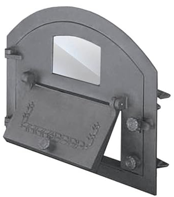 BBQrolling Pizzaofentür Premium 610x480 Backofentür aus Gusseisen Steinofentür Offentür Brotofentür + Glass/Links/