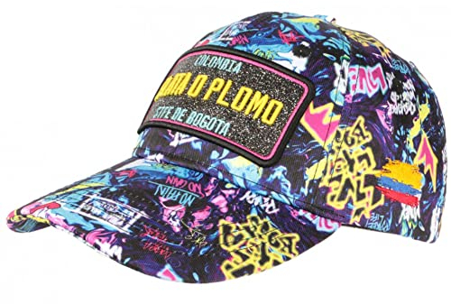 Kappe Plata o Plomo Gelb und Violett Strass Streetwear Colombia Baseball, gelb, One size